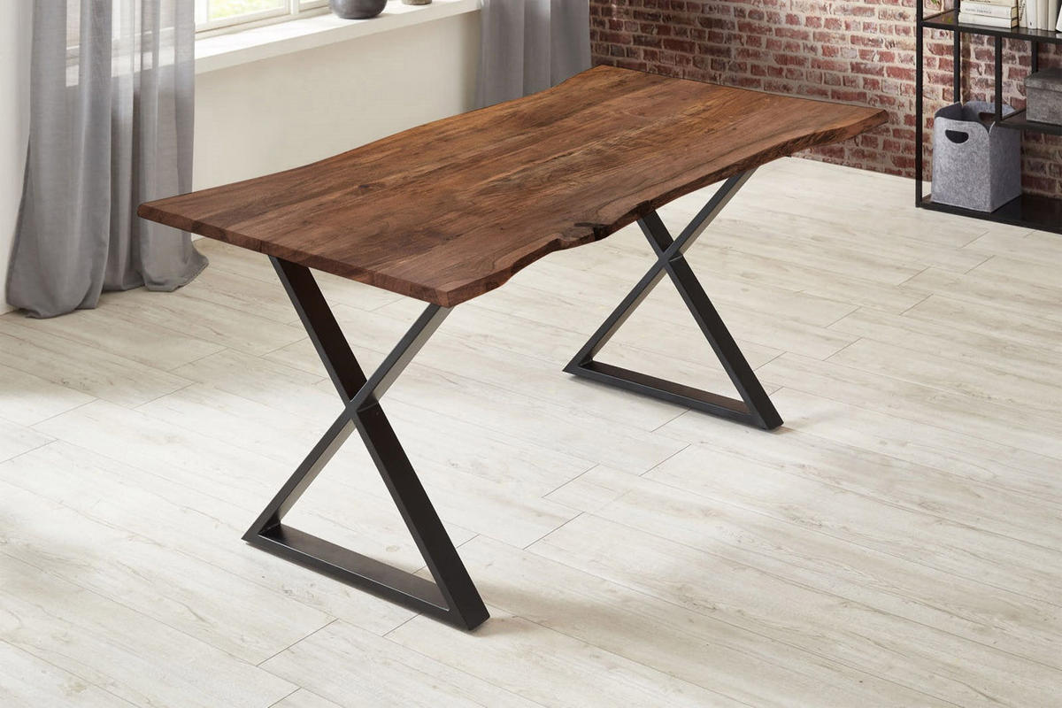 ESSTISCH KASIMIR - Schwarz/Braun, Holz/Metall (80/140/77cm) - SAM