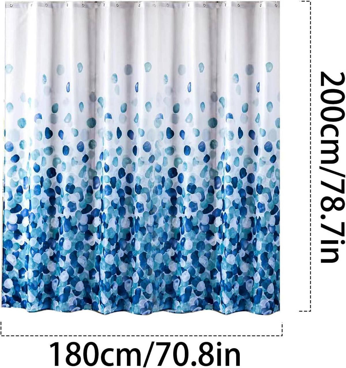 DUSCHVORHANG Blau schimmelresistent antibakteriell geruchlos mit Ringen und beschwertem Saum - Blau, Textil (180/200cm) - MCBOSON