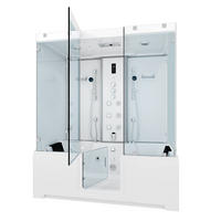 BADEWANNE mit Tür Dusche K88-WS-TH-C-SC-EA - Weiß, Glas/Kunststoff (100/228/180cm) - AcquaVapore by Sandra Jentho