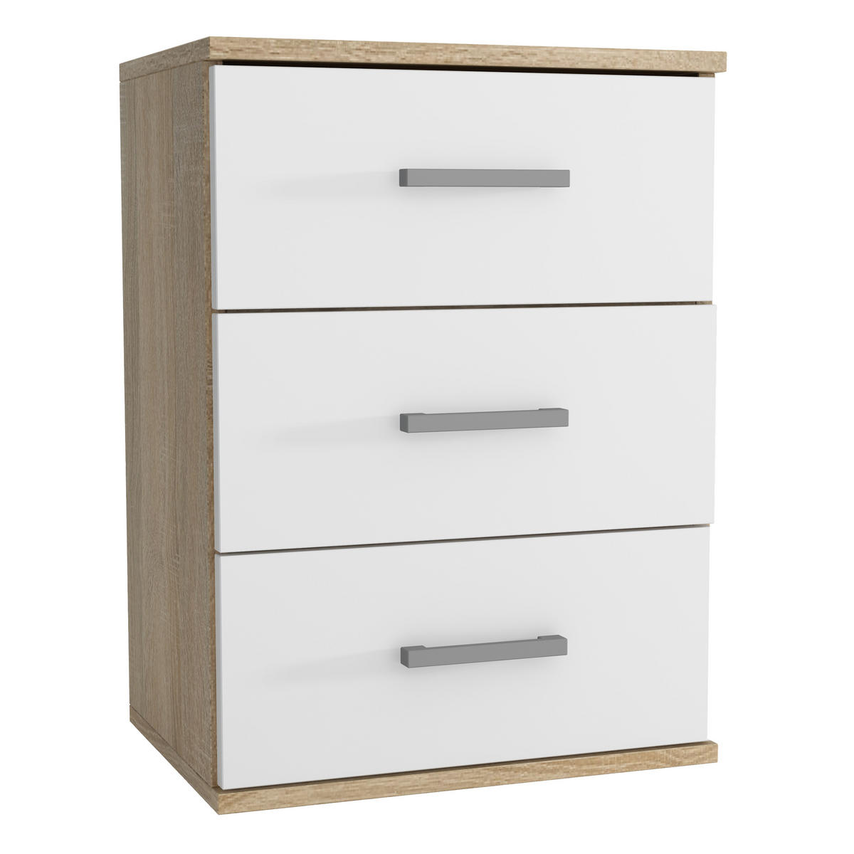 NACHTTISCH NOCTA 48/65,5/35 cm Weiß - Weiß/Sonoma Eiche, Holzwerkstoff (48/65.5/35cm) - MASSENO
