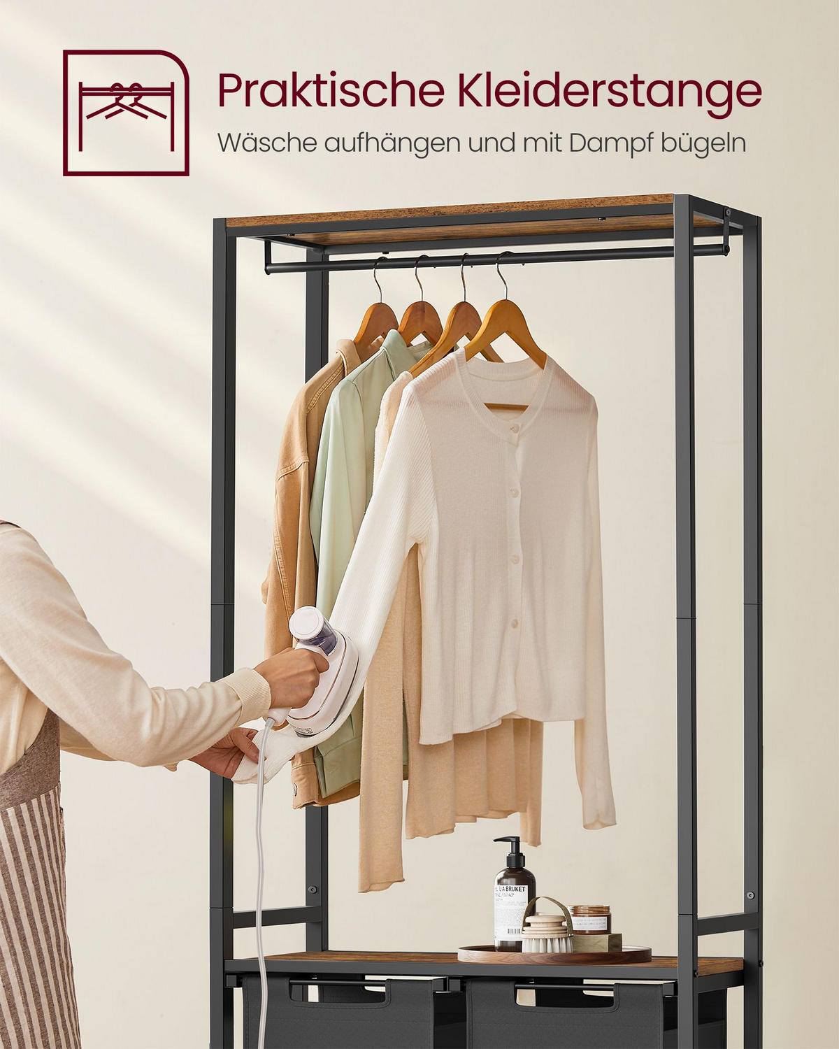 WÄSCHEKORB MOMBASA - Braun, Metall (33/177/73cm) - Hansiro