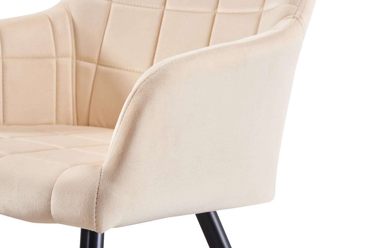 ESSZIMMERSTUHL Samt 6-teilig Creme - Weiß, Metall (55/82/59cm) - Life Interiors