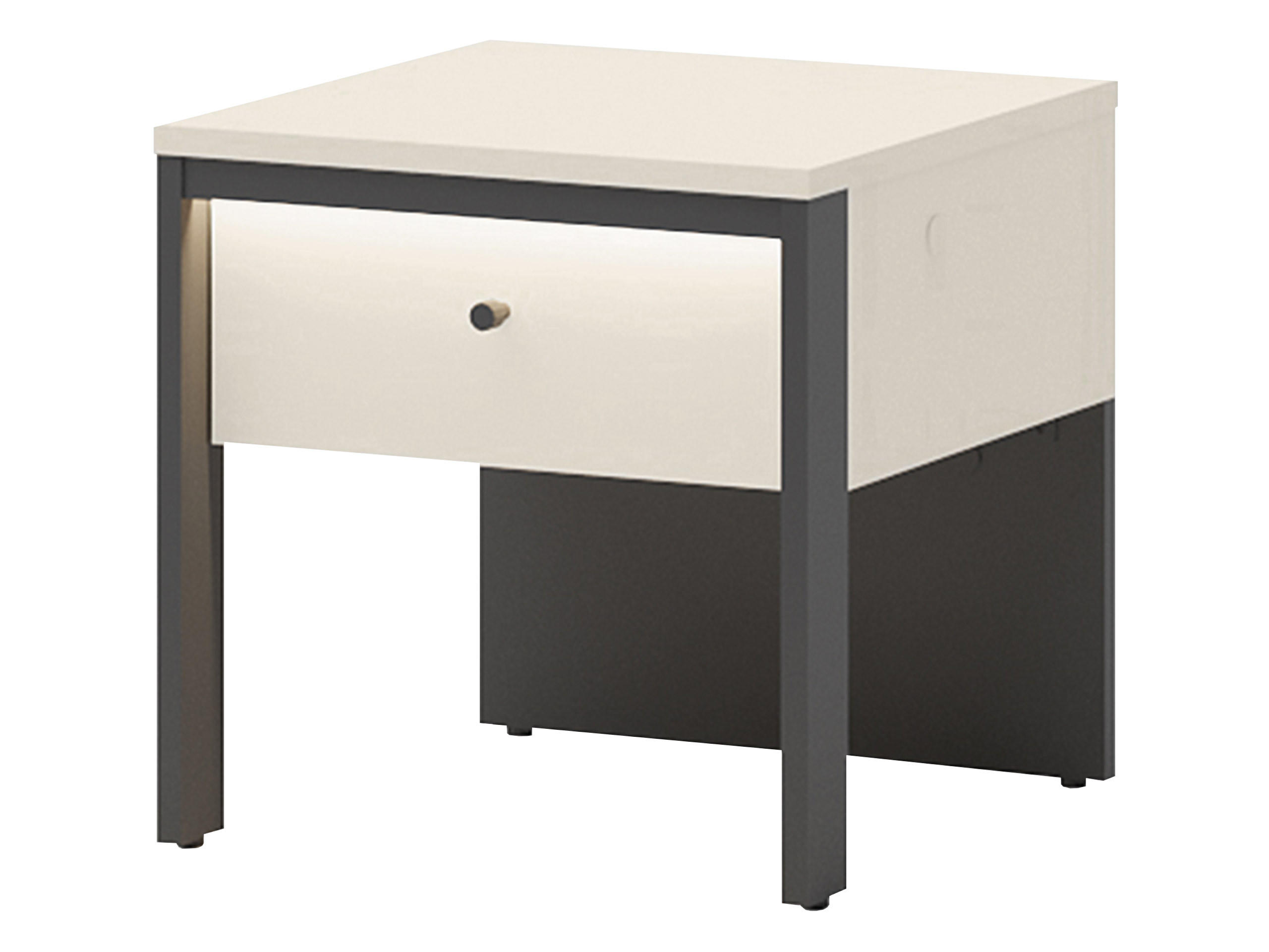 NACHTTISCH 1S Enna EN-05 - Sandfarben/Schwarz, Holzwerkstoff/Kunststoff (40/40/40cm) - MIRJAN24