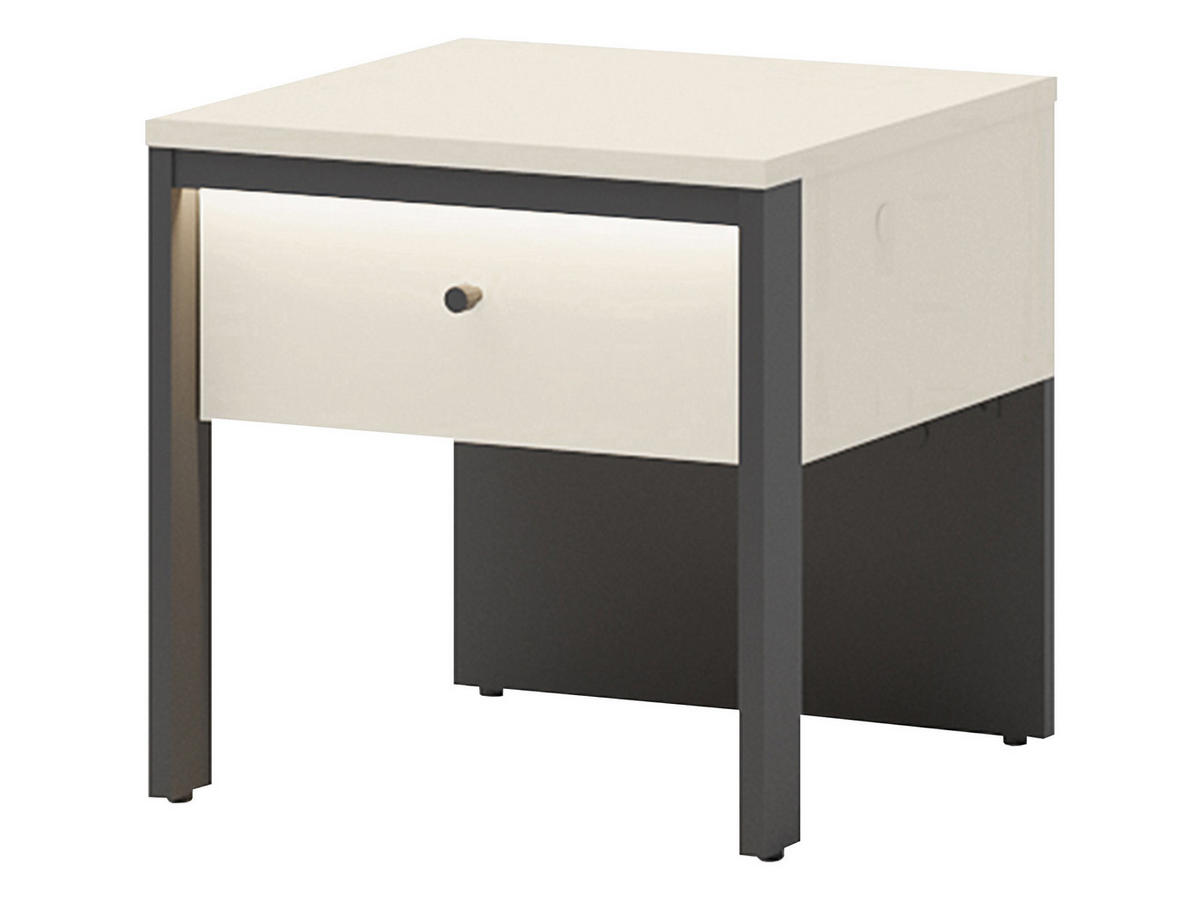 NACHTTISCH 1S Enna EN-05 - Sandfarben/Schwarz, Holzwerkstoff/Kunststoff (40/40/40cm) - MIRJAN24