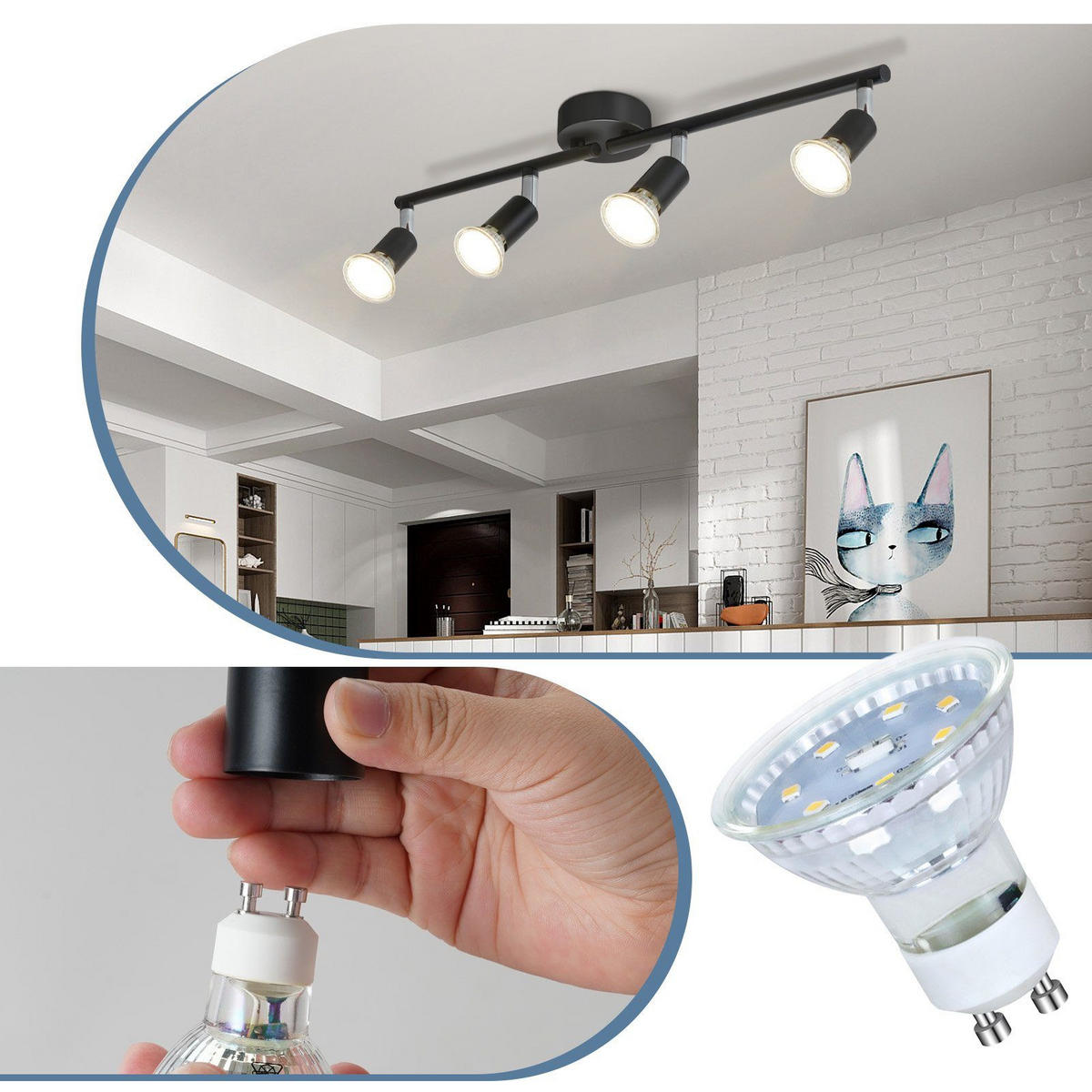 STRAHLER Arnsberg 4-flammig 59.5/8/13 cm - Schwarz, Metall (59.5/8/13cm) - Nettlife