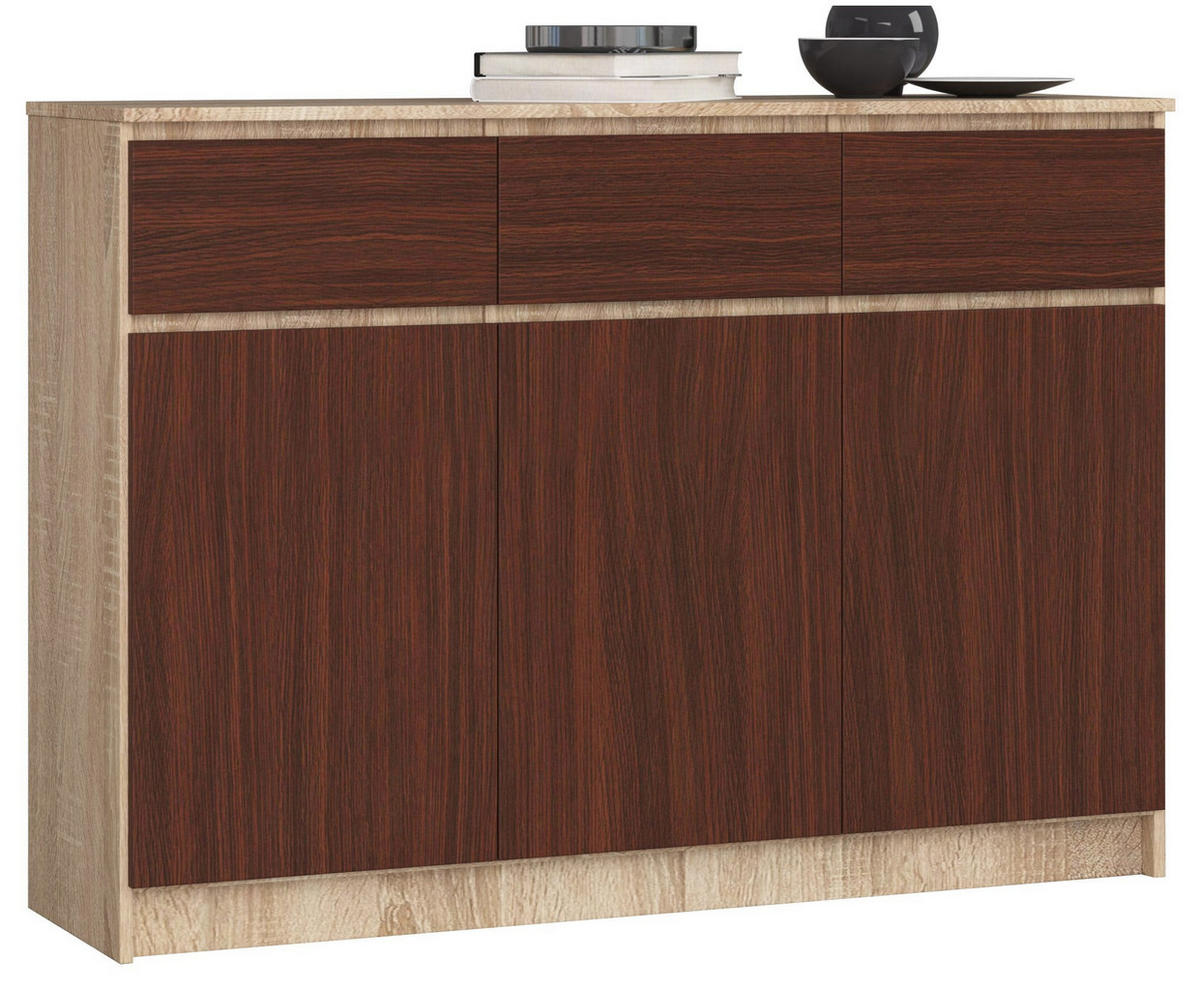KOMMODE Eiche Sonoma, Dunkelbraun 99/138/40 - Dunkelbraun, Holzwerkstoff (138/99/40cm) - RAUMHIRSCH FURNITURE