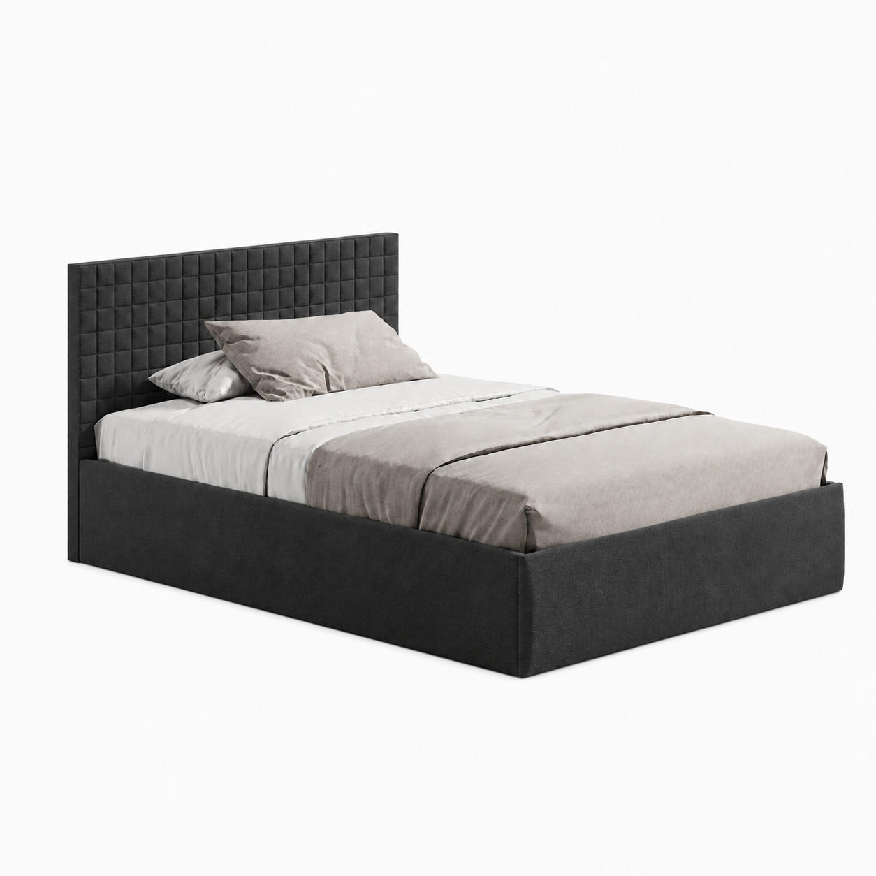 POLSTERBETT VARDO-Stoff H2 Matratze 140x200 cm in Schwarz - Schwarz, Textil (140/200cm) - Home Collective