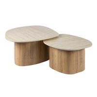 COUCHTISCH-SET ROMANO CIOTTOLO Organische Kiesel-Satztische in Travertin-Optik - Beige/Braun, Keramik (79/85/40cm) - alesvelt