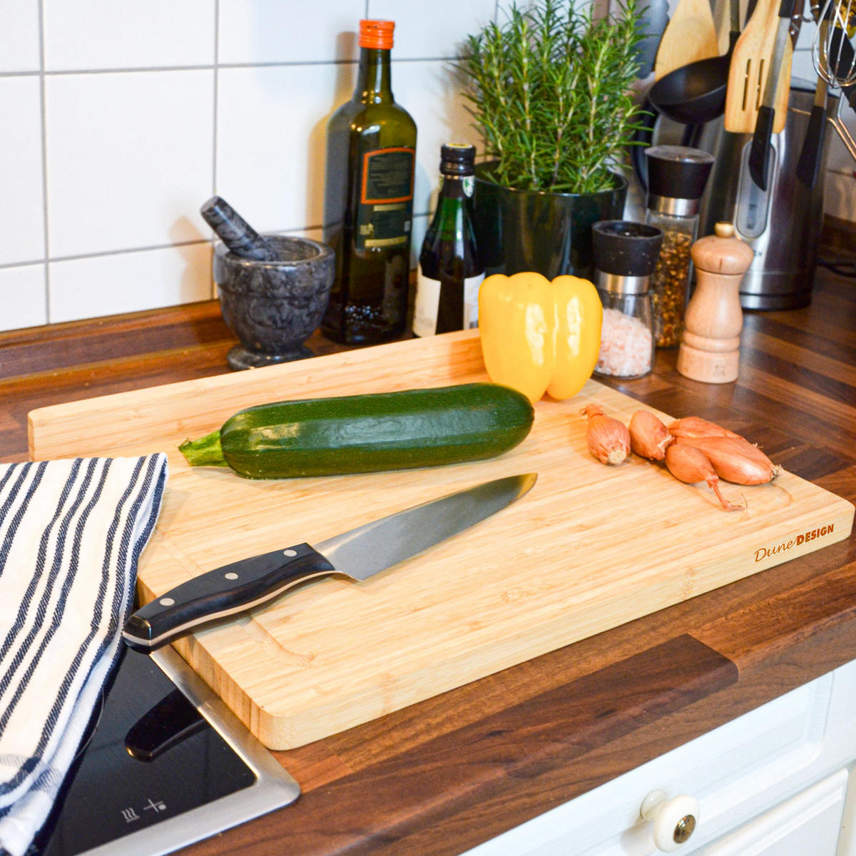 XL-SCHNEIDEBRETT 34/44/2 cm, Bambus - Braun, Holz (34/44cm) - Dunedesign