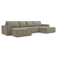 WOHNLANDSCHAFT Strukturstoff Stoff Beige - Beige/Schwarz, Kunststoff/Textil (398/82/185cm) - Makamii