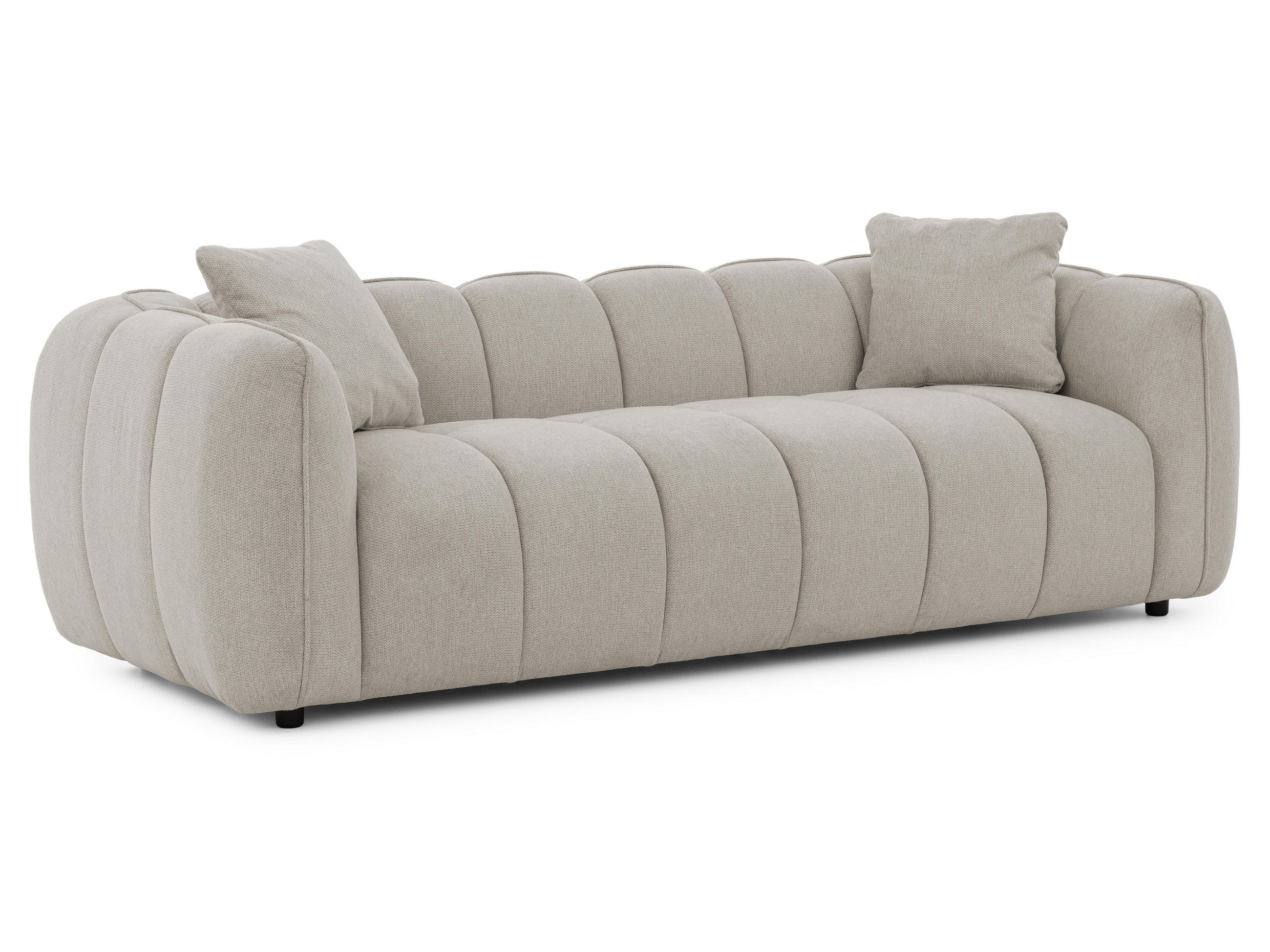 S-Style TŘÍMÍSTNÁ POHOVKA Nubira v hluboce prošívaném designu Bubble z měkké strukturované látky v barvě taupe s moderním vzhledem