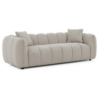3-SITZER SOFA Nubira in tief gesteppter Bubble-Optik aus weichem Taupe Strukturstoff im modernen Design - Taupe/Schwarz, Holz/Kunststoff (228/69/89cm) - S-Style Möbel