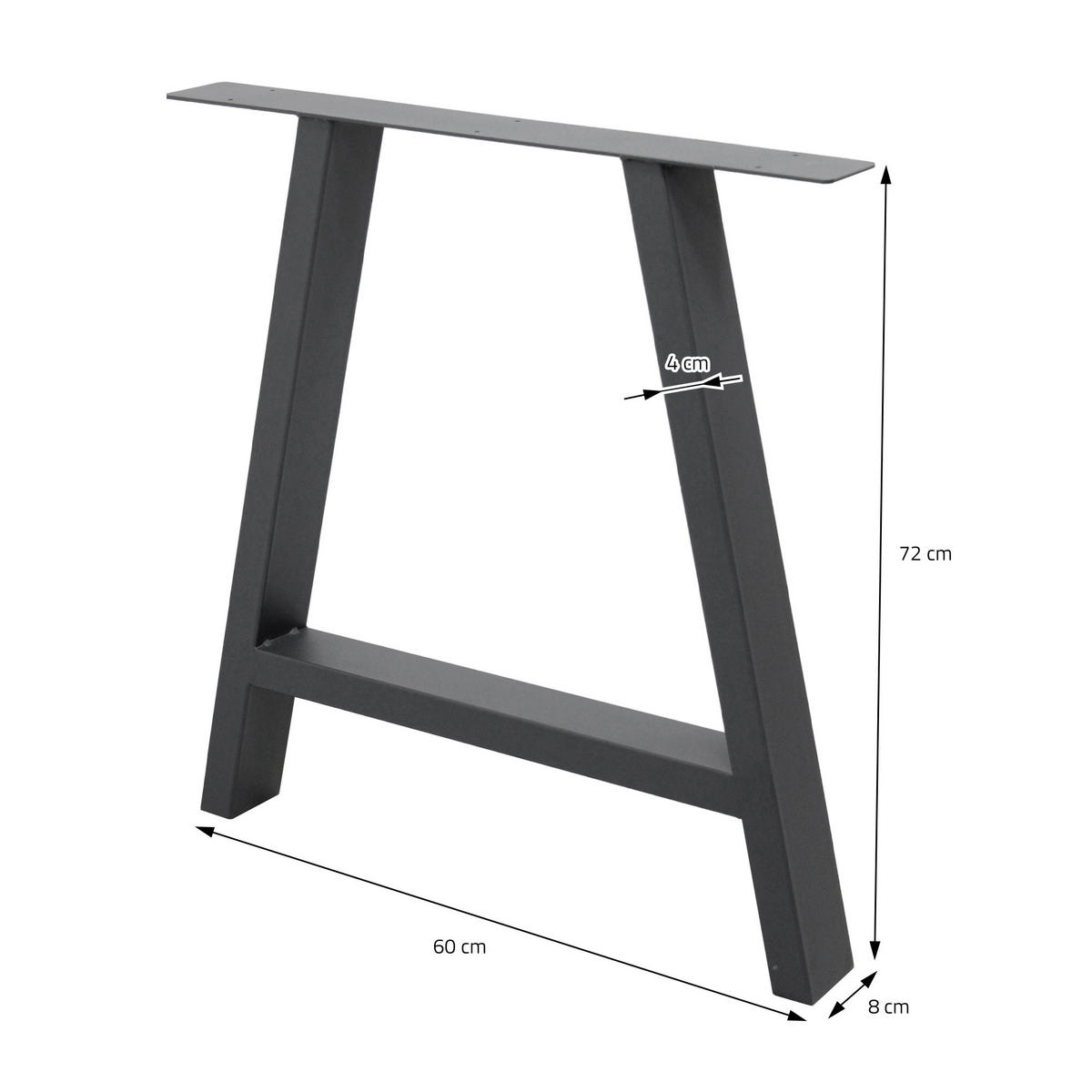 TISCHBEINE 2er Set 70 x 72 cm Anthrazit A-Form - Anthrazit, Metall (72/8/60cm) - ECD-Germany