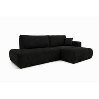 ECKSOFA Mit Schlaffunktion Und Bettkasten, Cordstoff Poso, Schwarz, Rechts, OPEN XL - Schwarz, Holz (262/145cm) - Kaiser Möbel