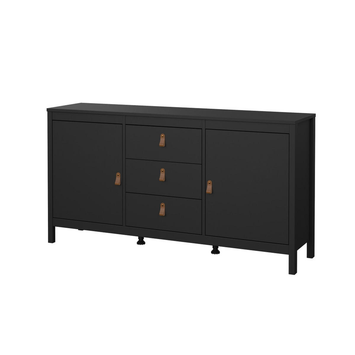 SIDEBOARD, Madrid, Schwarz, Melamin., 152 x 39 x 80 cm - Schwarz, Holzwerkstoff (152/80/39cm) - ebuy24