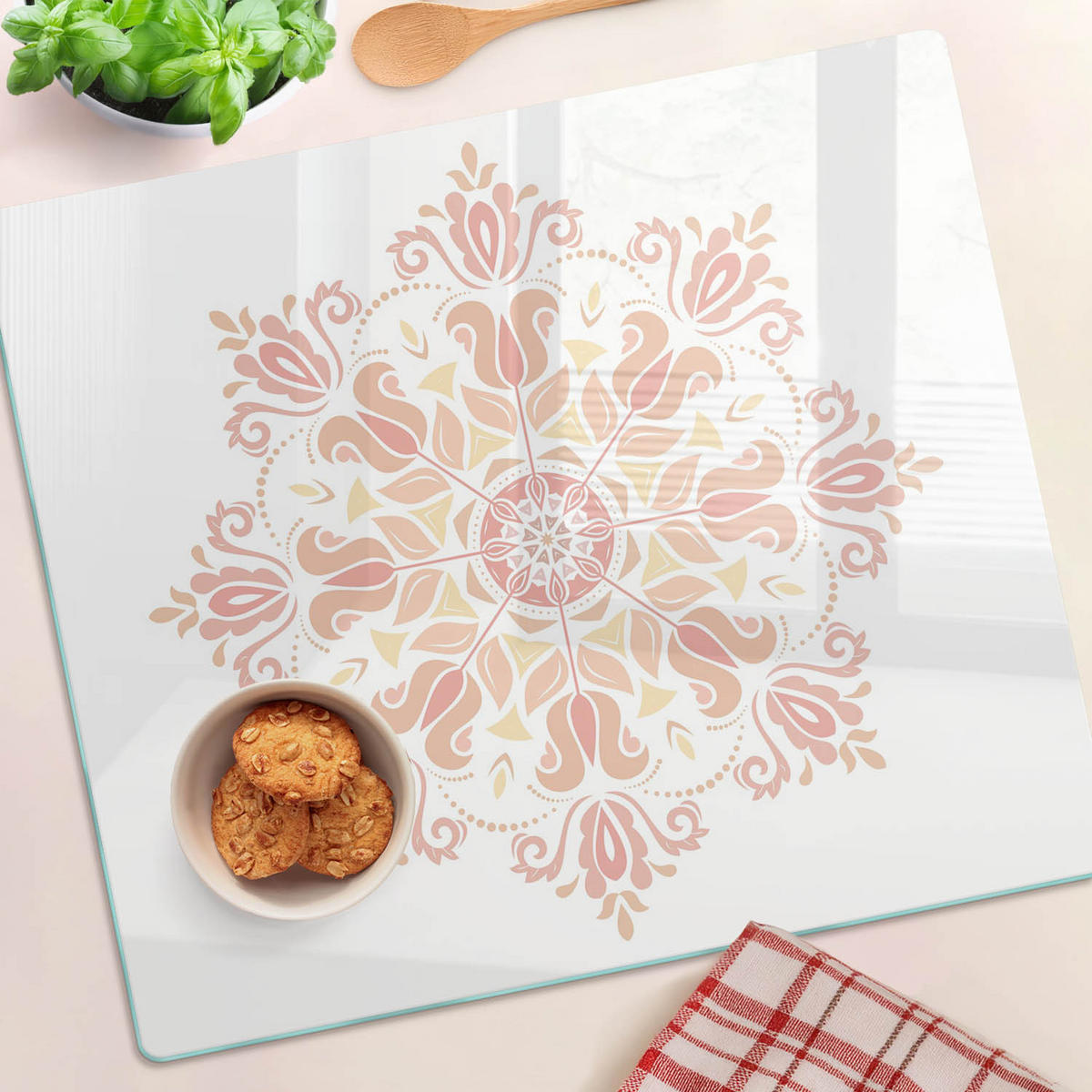 GLASPLATTE 60x52 cm Ornamentale Dekoration - Beige, Glas (60/0.4/52cm) - TULUP