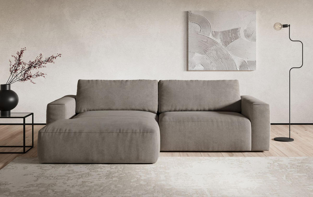 ECKSOFA mit losen Rückenkissen, wasserabweisender All Senses Stoff - Schwarz/Grau, Holz/Kunststoff (288/175cm) - Cotta