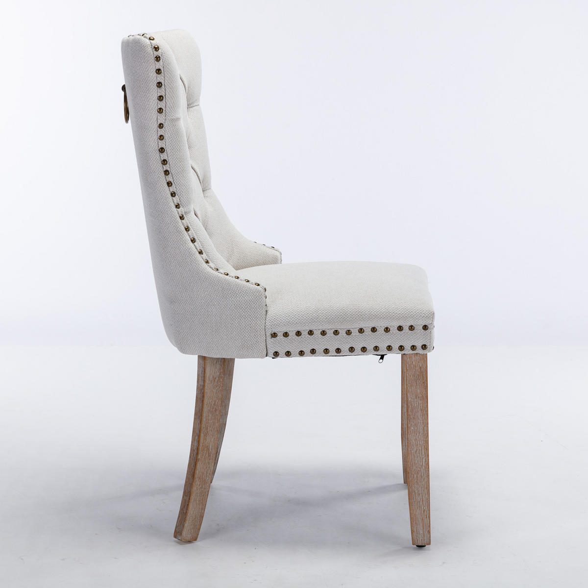 ESSZIMMERSTUHL 2er-Set aus Leinen mit Holzbeinen, Beige - Beige, Textil (65/95/50cm)