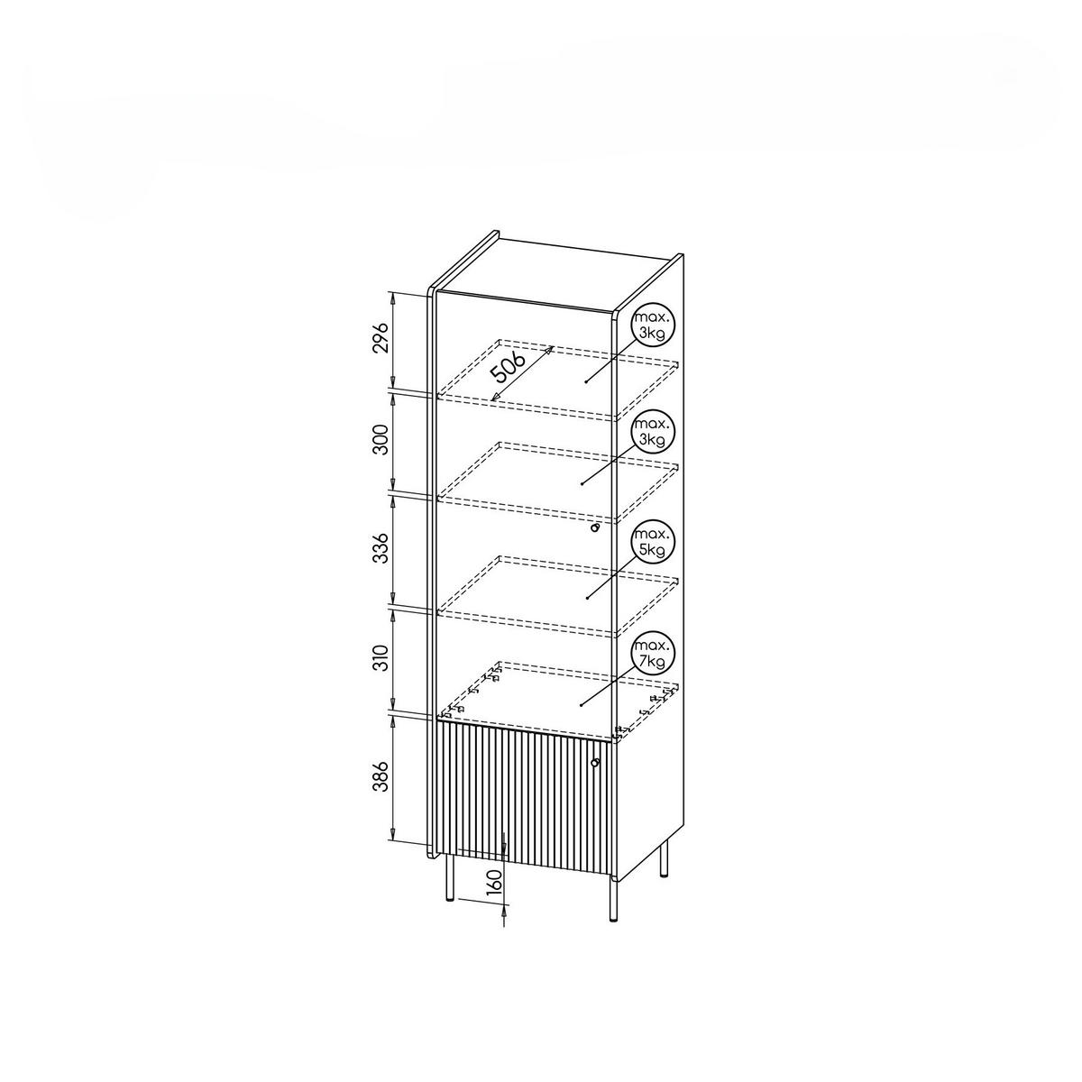 DREHTÜRENSCHRANK KREON 59/190,7/55cm 2-türig Braun - Schwarz/Braun, Holzwerkstoff (59/190.7/55cm) - MASSENO