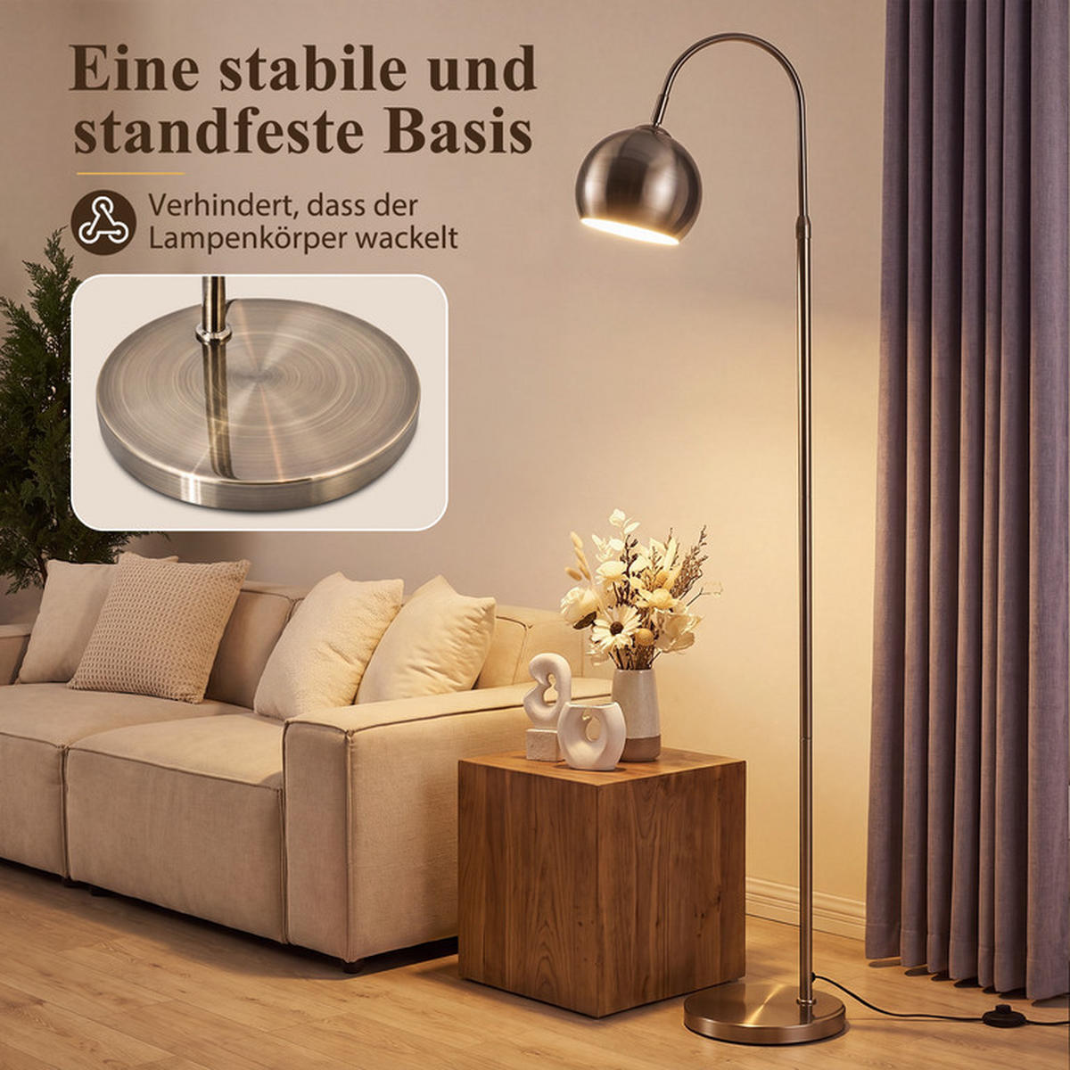 STEHLEUCHTE Gale II 42x42x160cm - Bronzefarben, Metall (42/42/160cm) - Nettlife