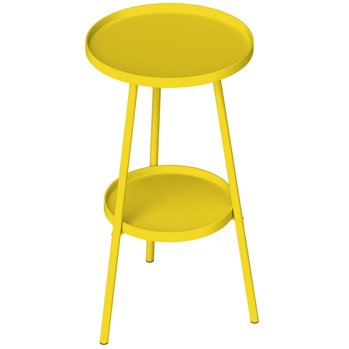 GARTENBEISTELLTISCH DE-14111 2 Ebenen, rund Gelb - Gelb, Metall (32/32/51cm) - ComfortXL