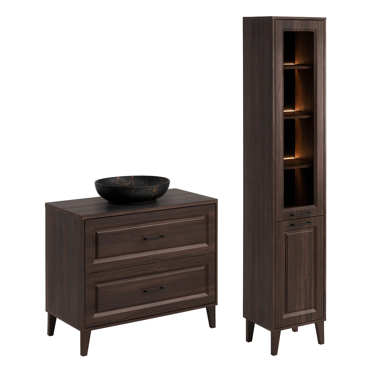 KOUPELNOVÝ NÁBYTEK 100cm Moka 2er-Set Dřevo - hnědá, kompozitní dřevo (100/84.5/46cm) - Petits-meubles