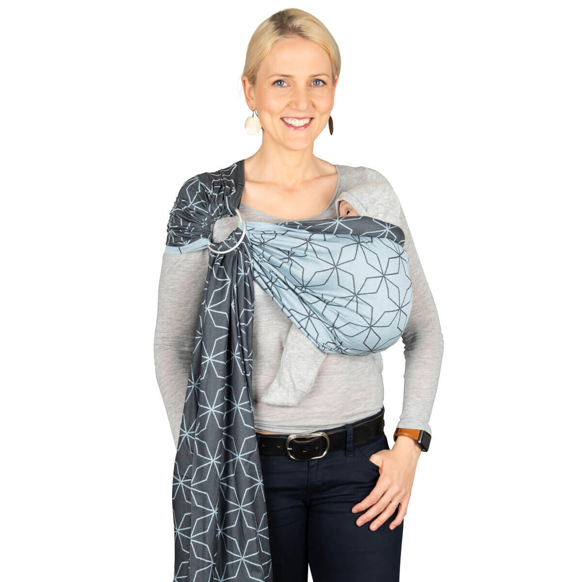 BABYTRAGETUCH Ring-Sling kbA - Dunkelblau/Hellblau, Textil (70/0.1/200cm) - Hoppediz