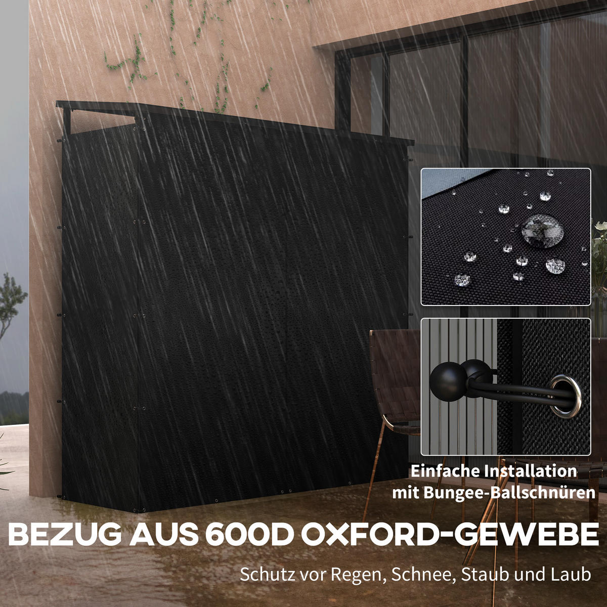 KAMINHOLZREGAL bis 2000 kg - Schwarz, Metall (62/184/185cm) - Outsunny