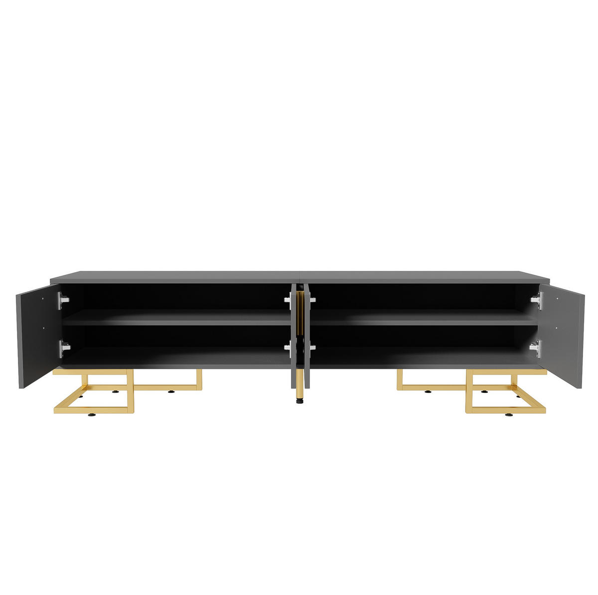 TV-ELEMENT mit 4 Türen 170 cm Grau Schwarz mit goldfarbenen Details - Grau, Holzwerkstoff (40/45.5/170cm) - Beauniv