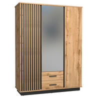 KLEIDERSCHRANK Lamia modern Eiche Wotan / schwarz 145,5 / 52 / 193cm - Eiche Wotan/Multicolor, Holzwerkstoff/Kunststoff (146/193/52cm) - Feldmann-Wohnen