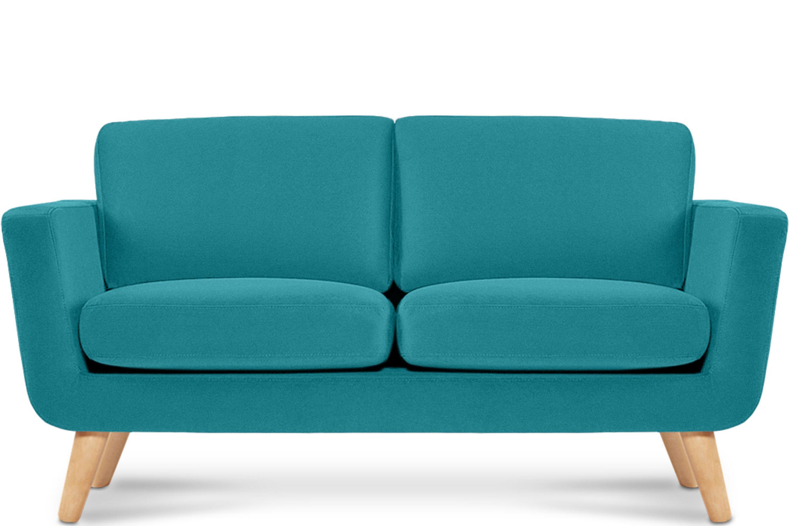SOFA TAGIO mit Armlehnen, Türkisblau - Türkis/Braun, Buchenholz/Textil (153/80/84cm) - KONSIMO®