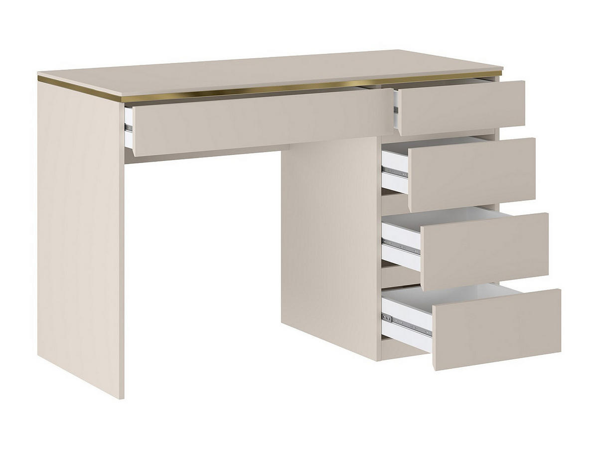 SCHREIBTISCH - 5 Schubladen - Beige & Goldfarben - VUKIA - Beige, Holz (119/55/79.1cm) - Pascal Morabito