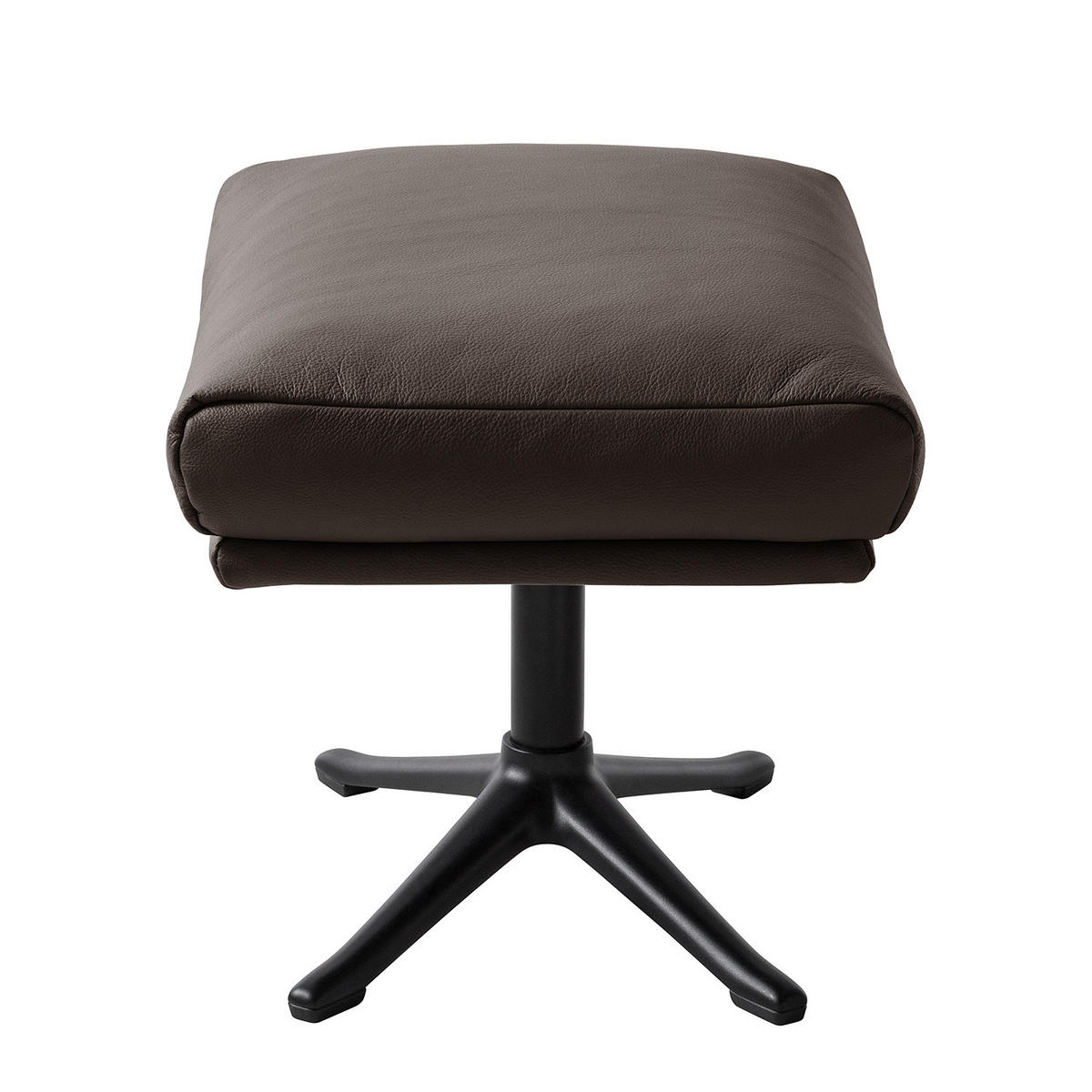 POLSTERHOCKER mit Kreuzfuß - Dunkelbraun/Schwarz, Leder/Metall (51/37/41cm) - home24