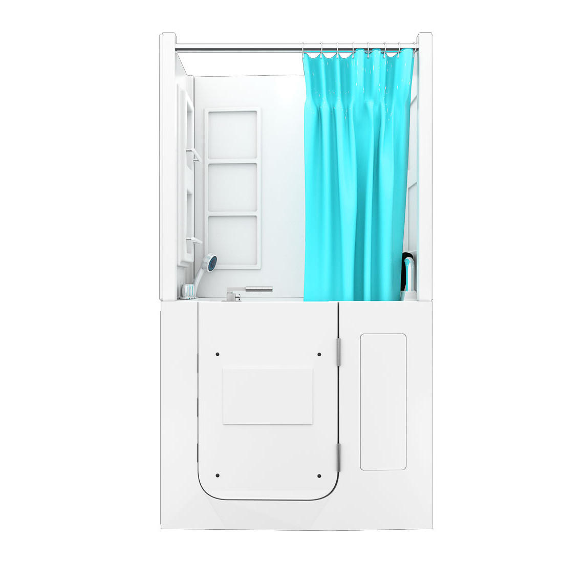 SENIOREN Dusche Sitzwanne Tür S08D-B-R - Weiß, Glas/Kunststoff (110/68/205cm) - AcquaVapore by Sandra Jentho