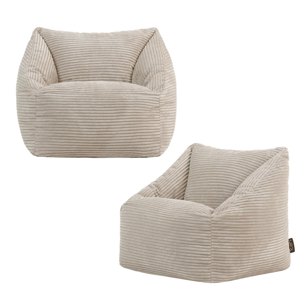 SITZSACK Flauschig für Kinder 2-tlg. - Beige, Textil (55/44/55cm) - icon