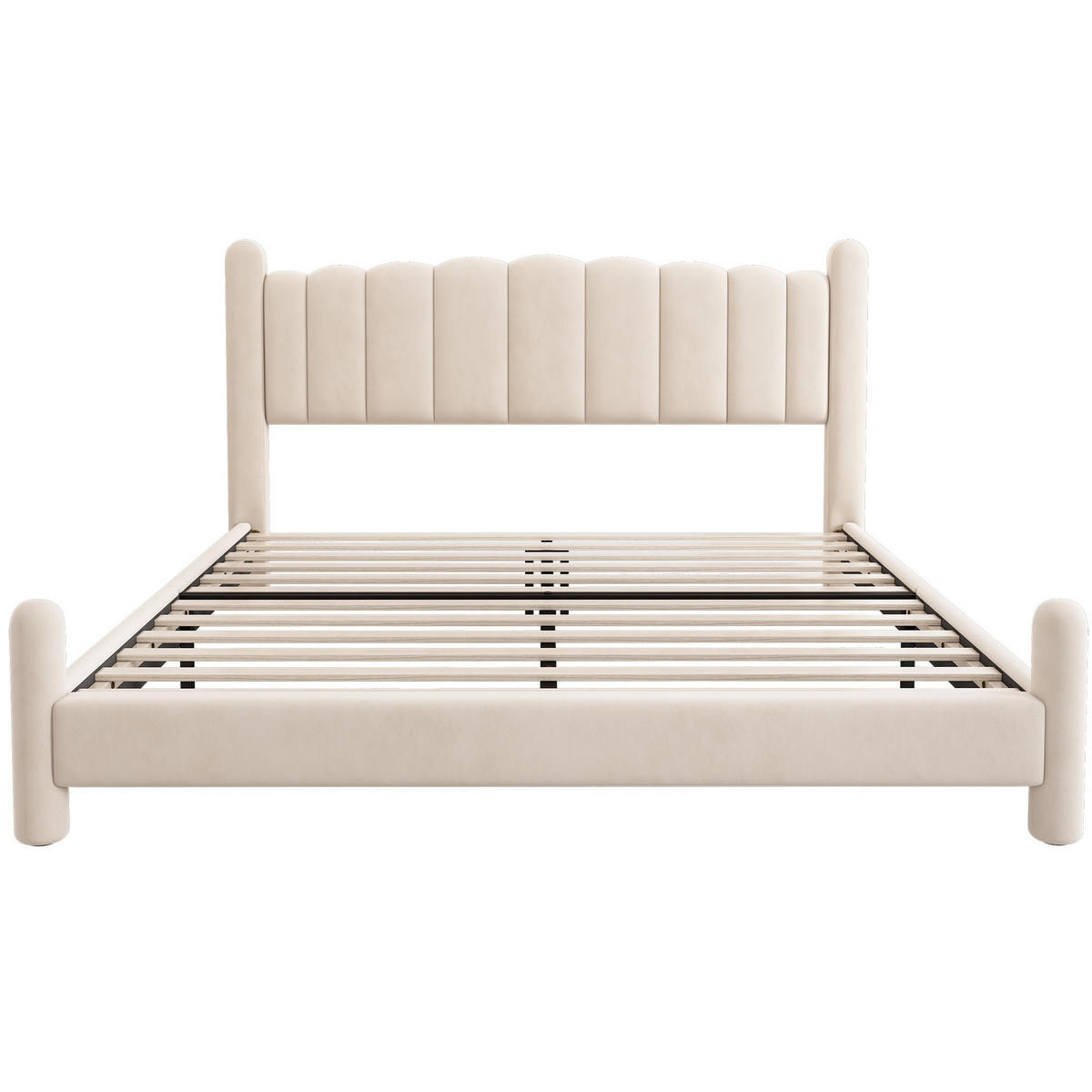 POLSTERBETT aus Samt 180x200 cm in Beige mit Lattenrost - Beige, Textil (180/200cm) - Modfu