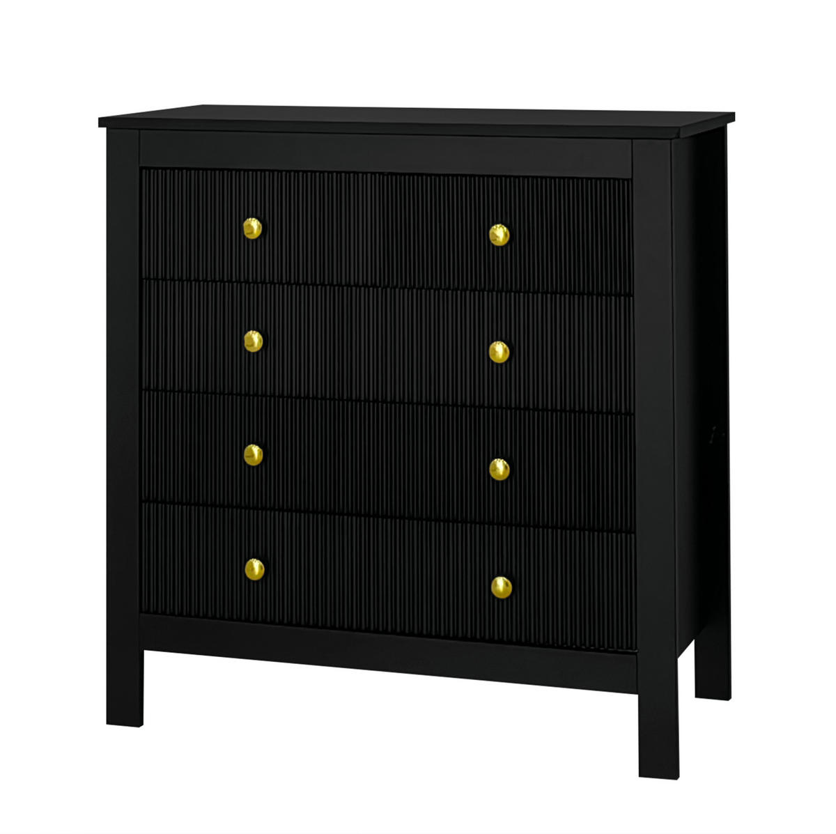 KOMMODE 79/39,5/80,5 cm aus Spanplatte mit 5 strukturierten Schubladen Schwarz - Schwarz, Holzwerkstoff (79/80.05/39.5cm) - Modenvie