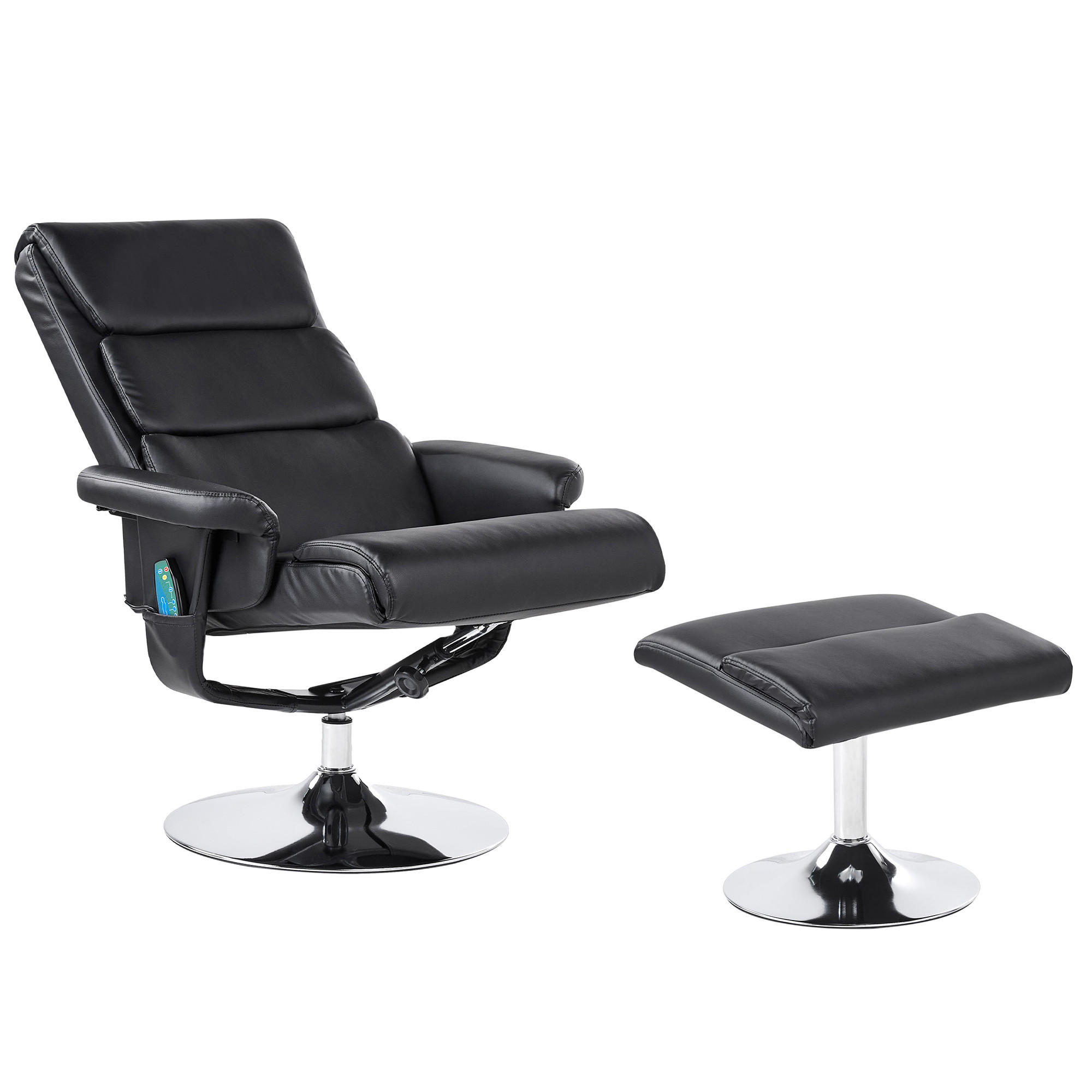 MASSAGESTUHL mit Fußstütze Kunstleder Schwarz Legend - Schwarz, Kunststoff (76/100/78cm) - Beliani