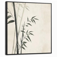LEINWAND Bilder mit Rahmen - Japandi - Bambus - Beige - 90x90 - Eukalyptusholzfarben, Textil (90/90cm) - MuchoWow