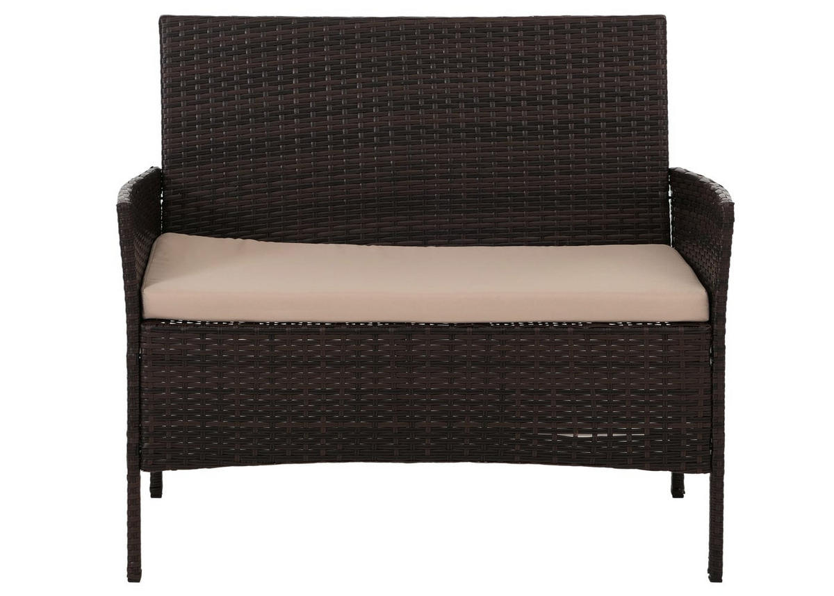 GARTEN-GARNITUR Poly-Rattan Braun - Braun, Metall - PROREGAL