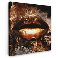 LEINWANDBILD Gold - Lippen - Kunst - Gold - Luxus - Abstrakt 20x20 cm - Kupferfarben, Textil (20/20cm) - MuchoWow