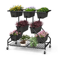 BLUMENREGAL Schwarz - Schwarz, Metall (56/99/100cm) - COSTWAY