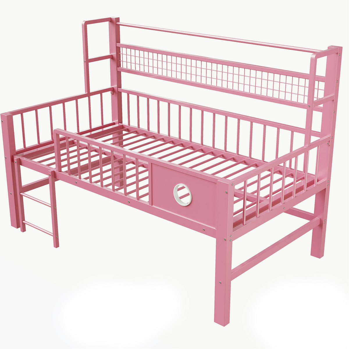 HOCHBETT 90/200 cm Pink aus Metall mit Stauraum ohne Matratze - Rosa, Metall (90/200cm) - MIVRAY