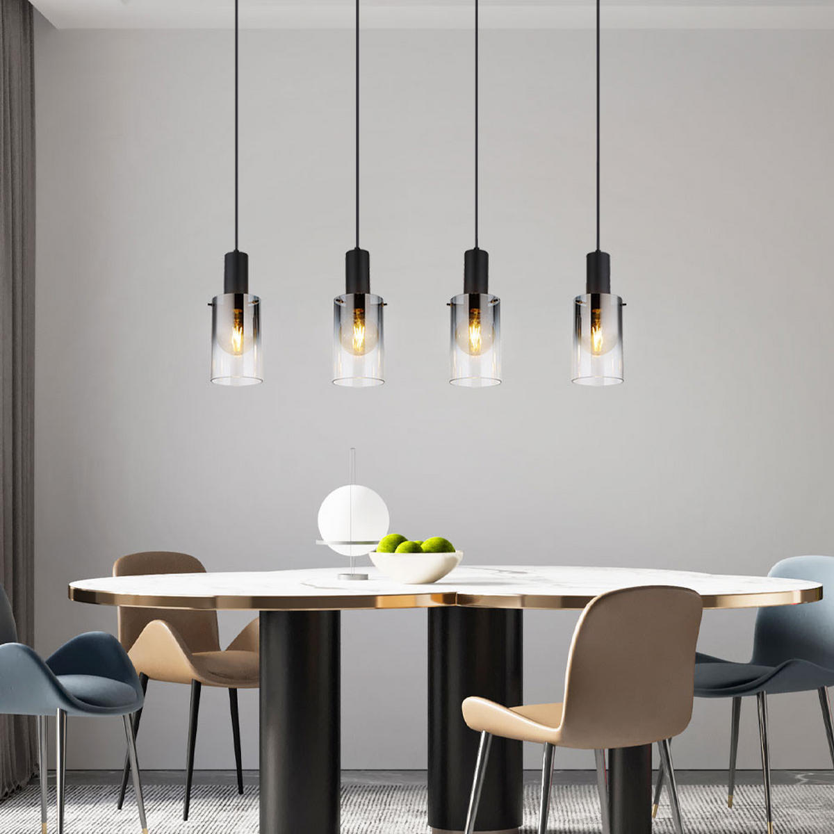 HÄNGELEUCHTE Florentina Metall Schwarz - Schwarz, Glas (102.5/12.5/150cm) - Globo Lighting