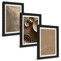 BILDER SET 3er Set - 20x30 cm Schwarzer Rahmen - Minimalistische Steinstrukturen - Schwarz, Kunststoff (20/30cm) - TULUP