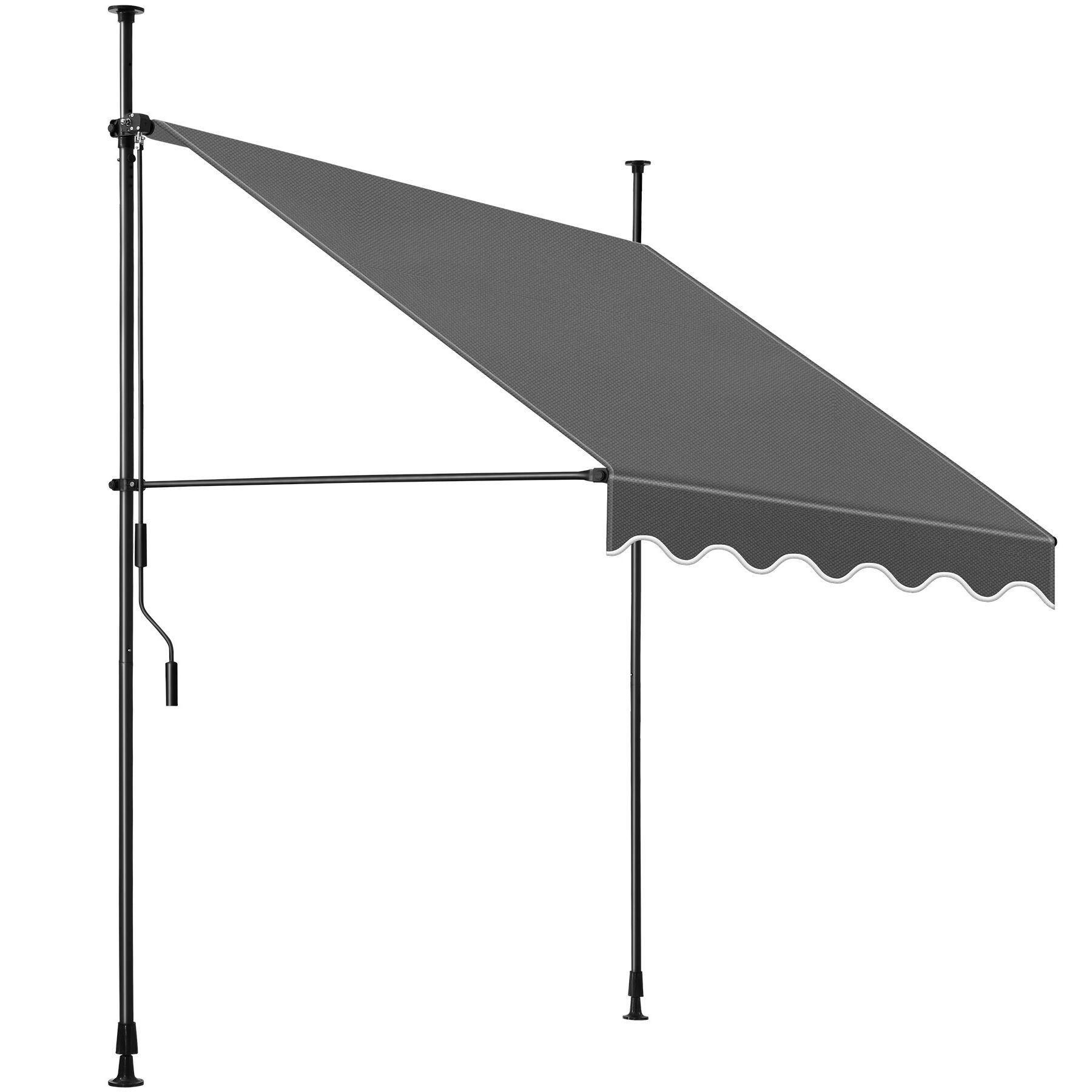 KLEMMMARKISE MIT HANDKURBEL , wasserabweisend, schwarz/grau - Schwarz/Grau, Textil (150/304/180cm) - tectake
