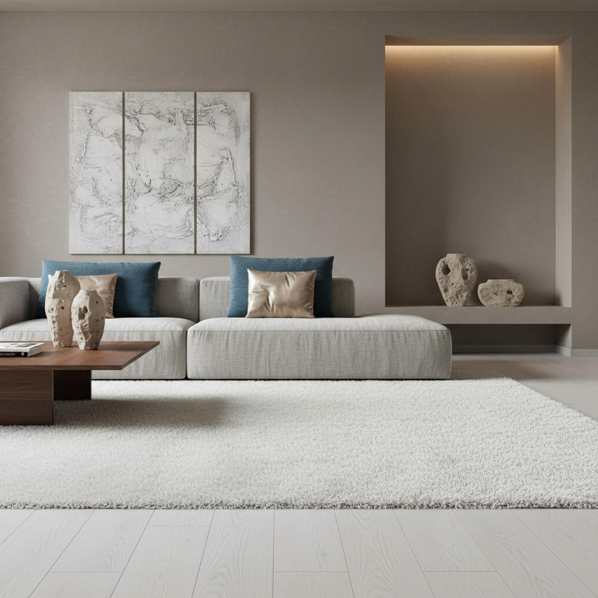 TEPPICH Hochflor Shaggy Uni Style Polypropylen Wohnzimmer Weiß Rechteckig 120x170 - Weiß, Textil (120/170cm) - KADIMA DESIGN