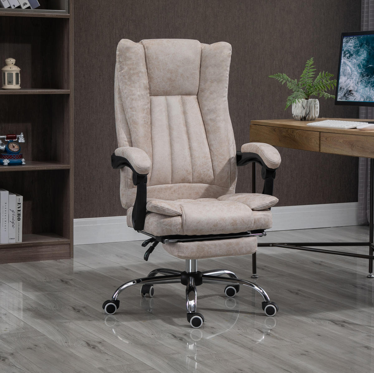 DREHSTUHL 63/110-118/71 cm Beige aus Schaumstoff mit Liegefunktion - Beige, Kunststoff (71/118/63cm) - OKMYHOME