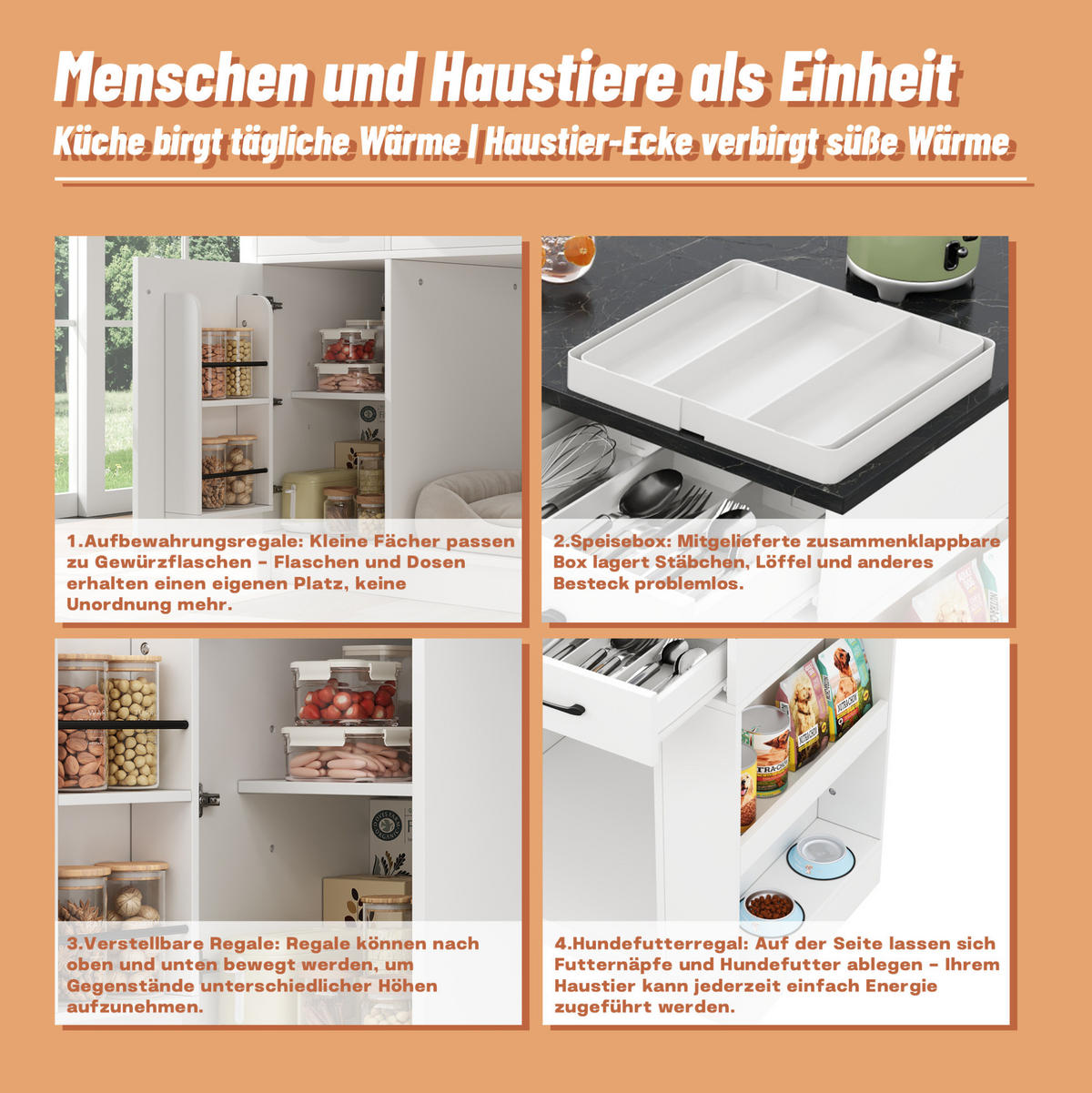 SERVIERWAGEN mit 3 Schubladen 120 x 60 x 90 cm Weiß - Weiß, Holz (60/90/120cm) - Beauniv