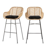 BARHOCKER - Rattan - Natürlich - 2er-Set - Naturfarben, Naturmaterialien (48/94/51cm) - Drawer